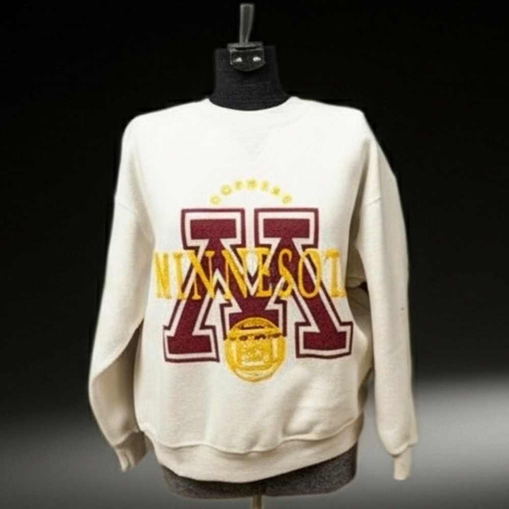 Minnesota Gopher's Graphic Crewneck Sweatshirt - Cream with Maroon & Gold